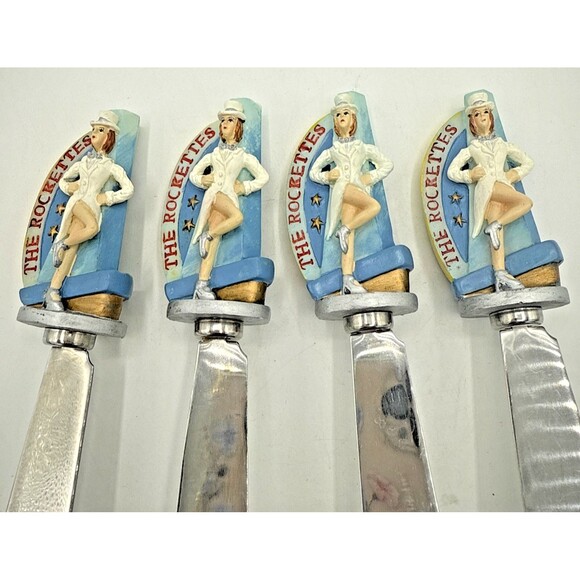 Rockettes 75th Anniversary Cheese Knife Spreader Set of 4 Unused Stainless Steel - Picture 3 of 10
